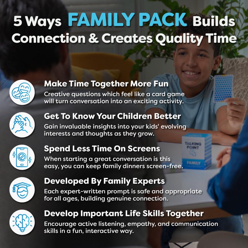 TALKING POINT CARDS 200 Family Conversation Cards - Put Down The Phones & Connect with Family - Get to Know Each Other Better with Meaningful Talk - Let Kids Express Themselves, Great for Dinner Table & Road Trips - Image 2